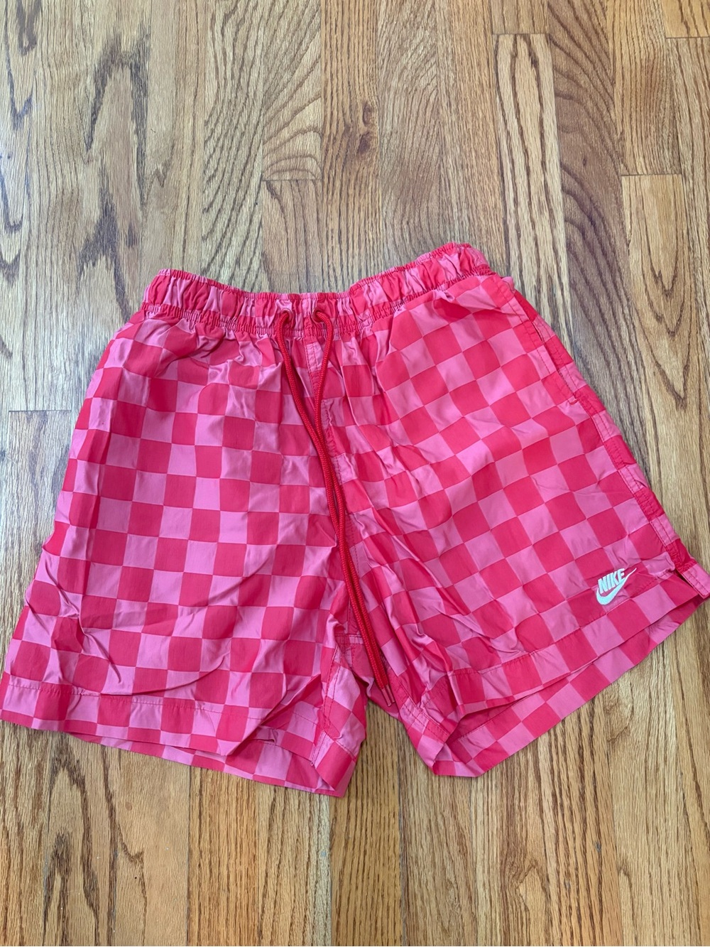 Nike Red and Pink Checkerboard Athletic Shorts